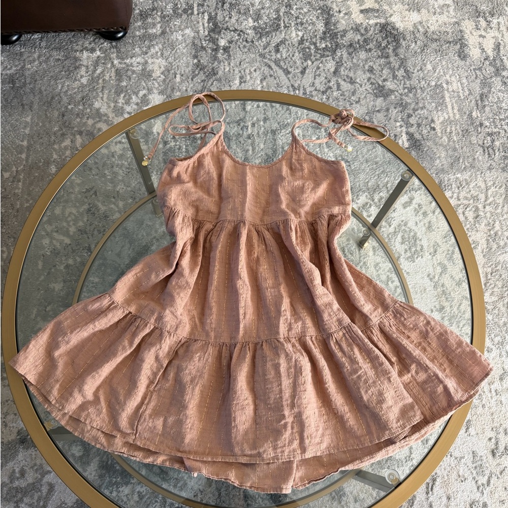Aerie Magic Hour Beige and Gold Cover Up Dress